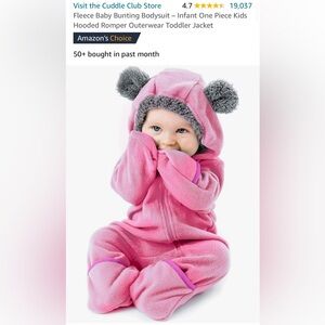 Fleece Baby Bunting Bodysuit – Infant One Piece Kids Hooded Romper Outerwear